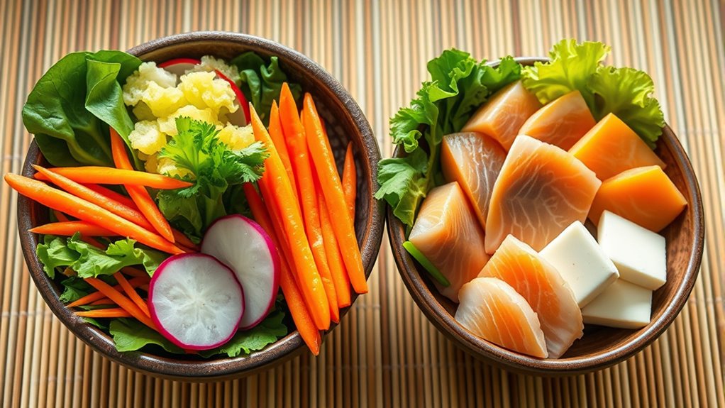 vegetables fish tofu