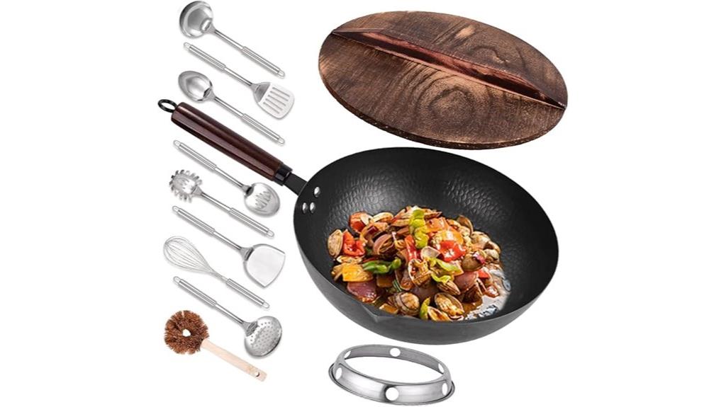 12 8 inch steel wok set