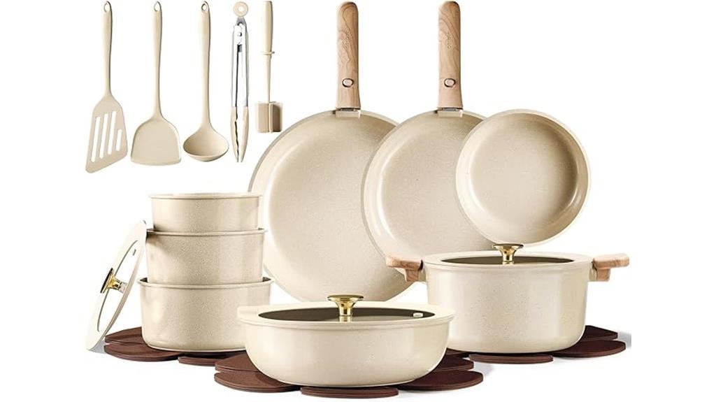 25 piece ceramic cookware set