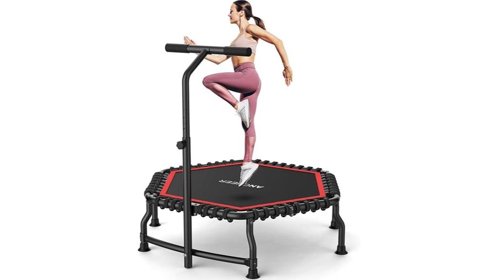 adult rebounder trampoline with bar