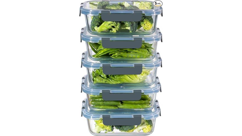 five pack glass storage containers