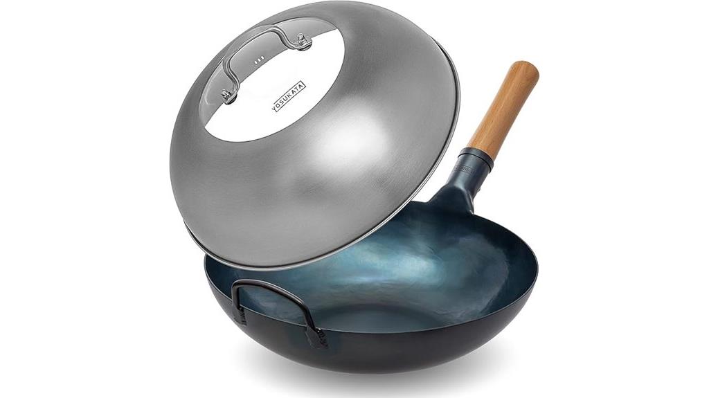 flat bottom wok with lid