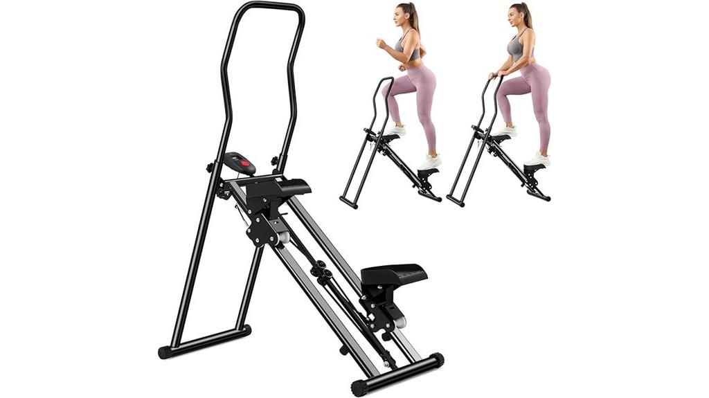 foldable vertical climber with adjustable features