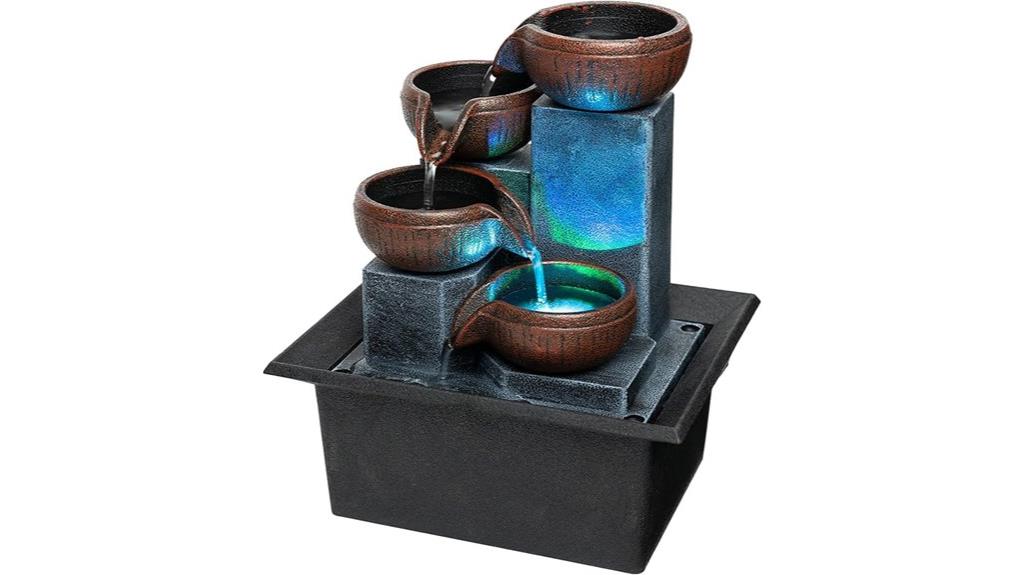 led lit waterfall tabletop fountain