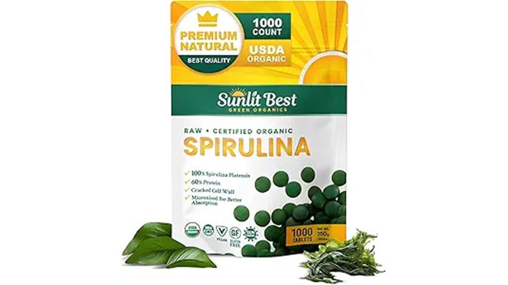 organic sunlit spirulina tablets