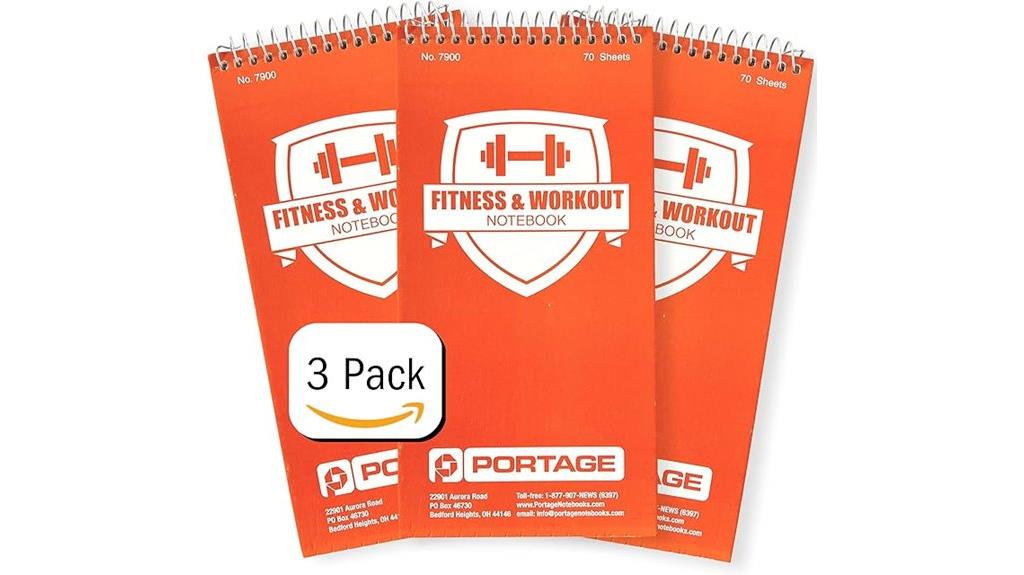 set of three fitness notebooks