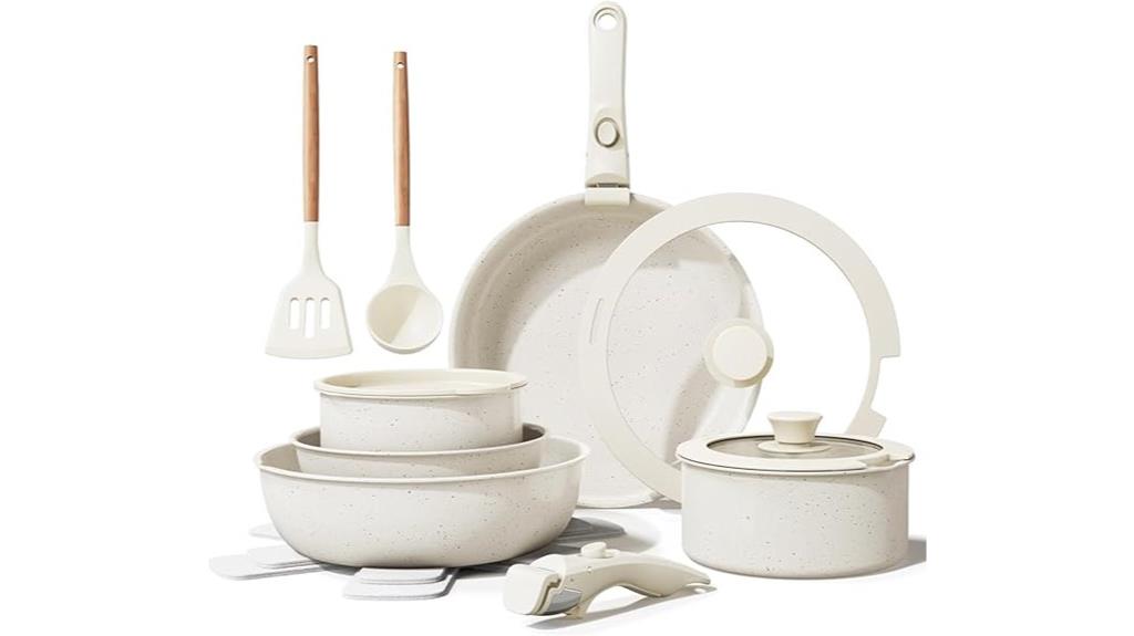 seventeen piece ceramic cookware