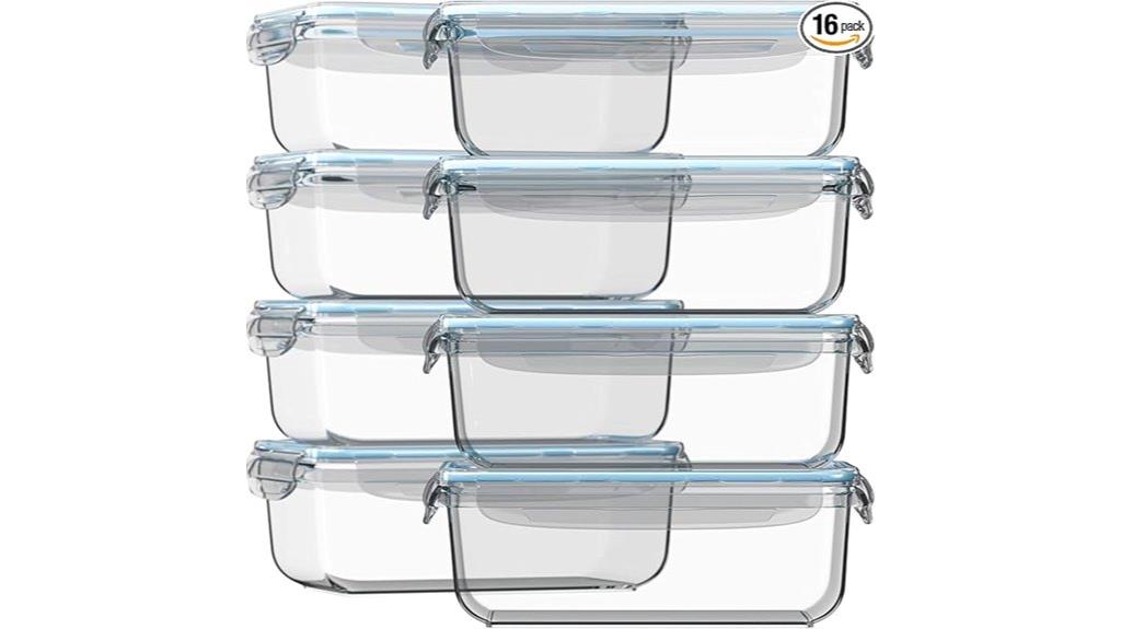 sixteen glass meal containers