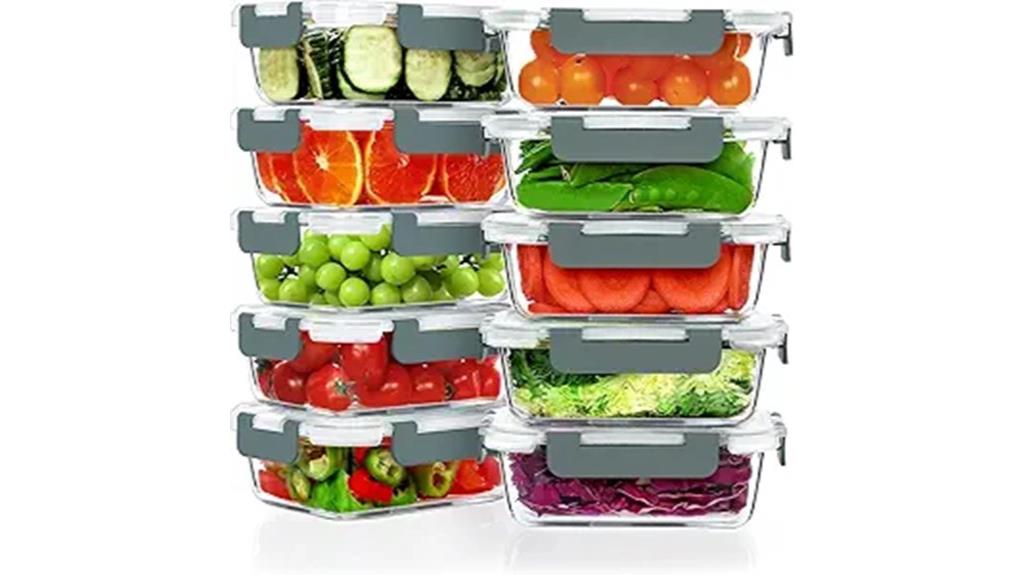ten glass meal containers