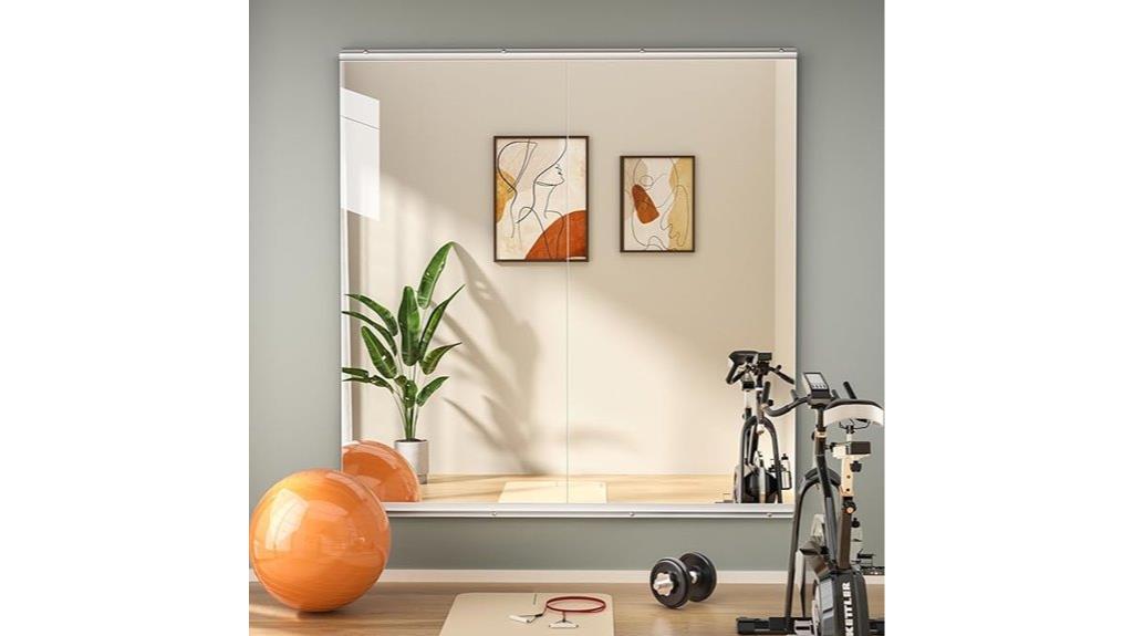 two frameless gym mirrors