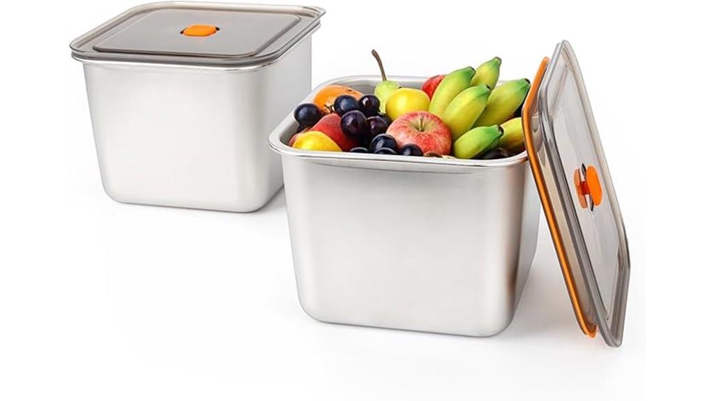 two stainless steel containers