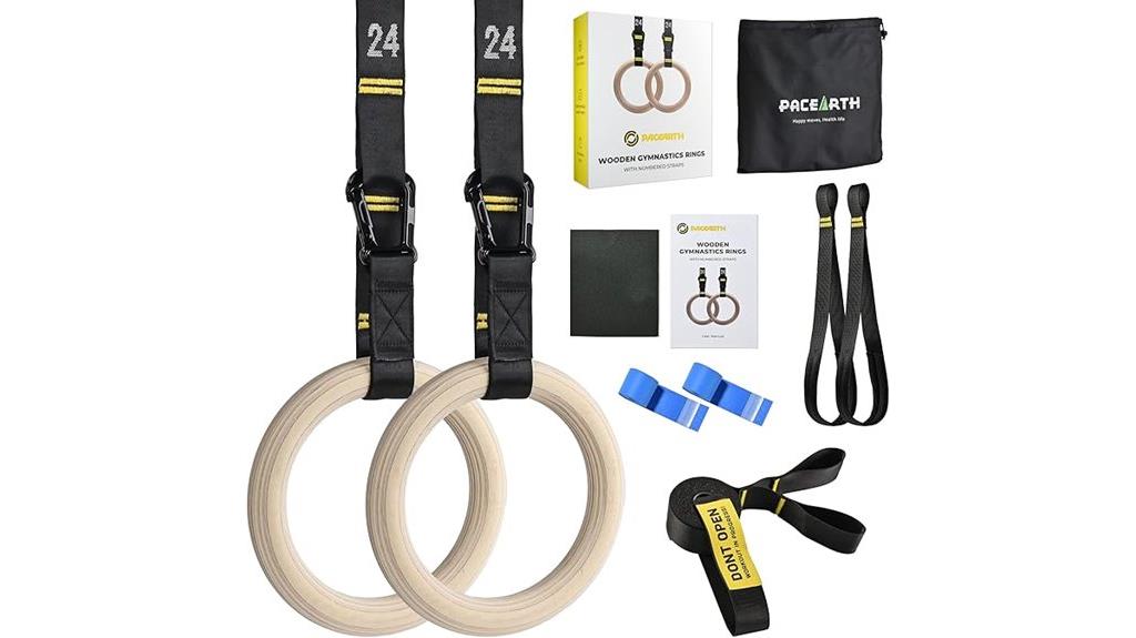 wooden gymnastics rings set