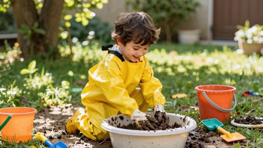 mud play encourages sensory exploration