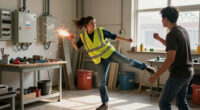 Worker Saves Colleague with Flying Kick from Electric Shock