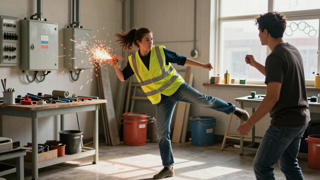 Worker Saves Colleague with Flying Kick from Electric Shock